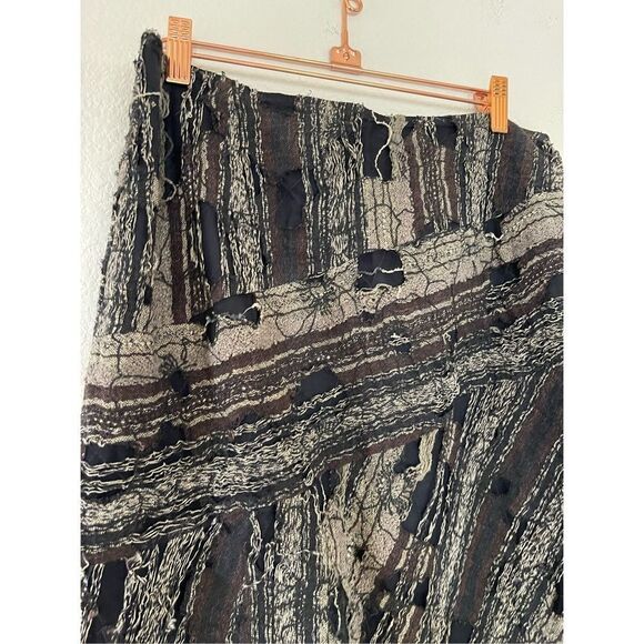 NWT Angel Iglesias‎ linen distressed knee length skirt size 44 - Picture 3 of 11